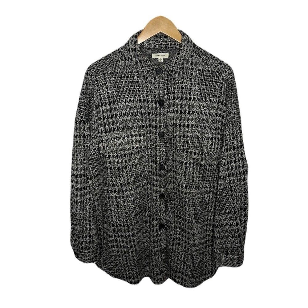 Max Studio Double Knit Houndstooth Button Down Sh… - image 5